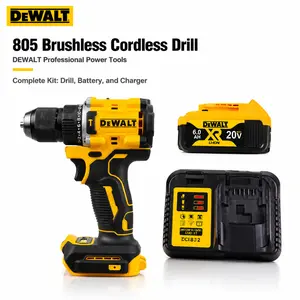 DEWALT DCD805 20V MAX XR Brushless Cordless Hammer Drill Power Tool 10mm Chuck 60N.m Torque 2-Speed 0-650/0-2000RPM For Wood Metal Masonry Drilling Home Renovation With 6.0Ah Battery And Charger Kit