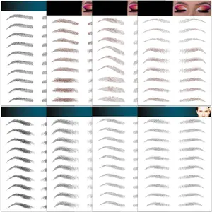 Tattoo Brow 8 Sheets, 77 Pairs Waterproof 10D Hair-Like Temporary Eyebrows Peel Off Brows Grooming Transfers Stickers Makeup for Women, Men, Girls, Brown