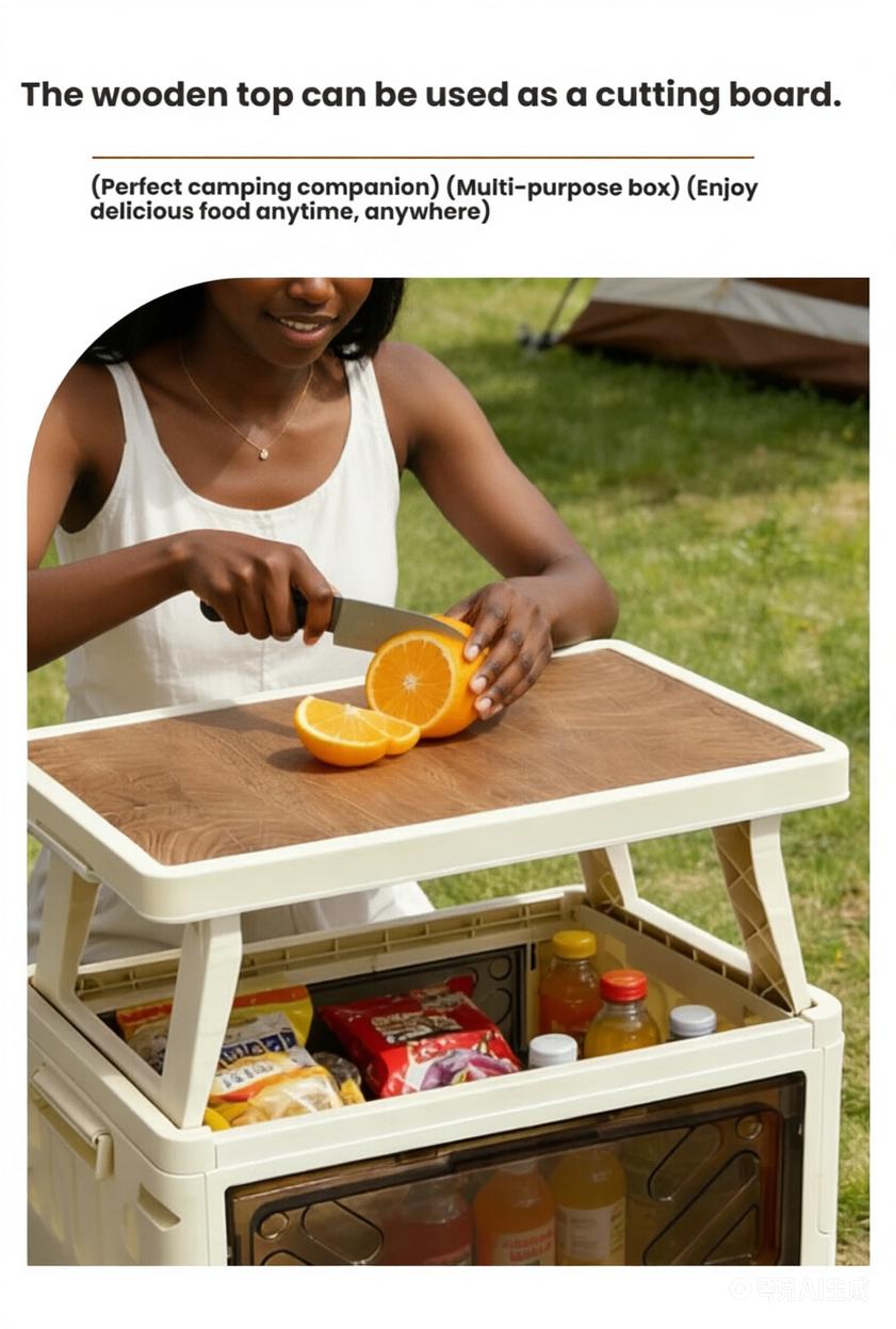 Foldable Camping Storage Box with Table Top – Car Trunk Organizer Large Capacity Outdoor Storage Bin