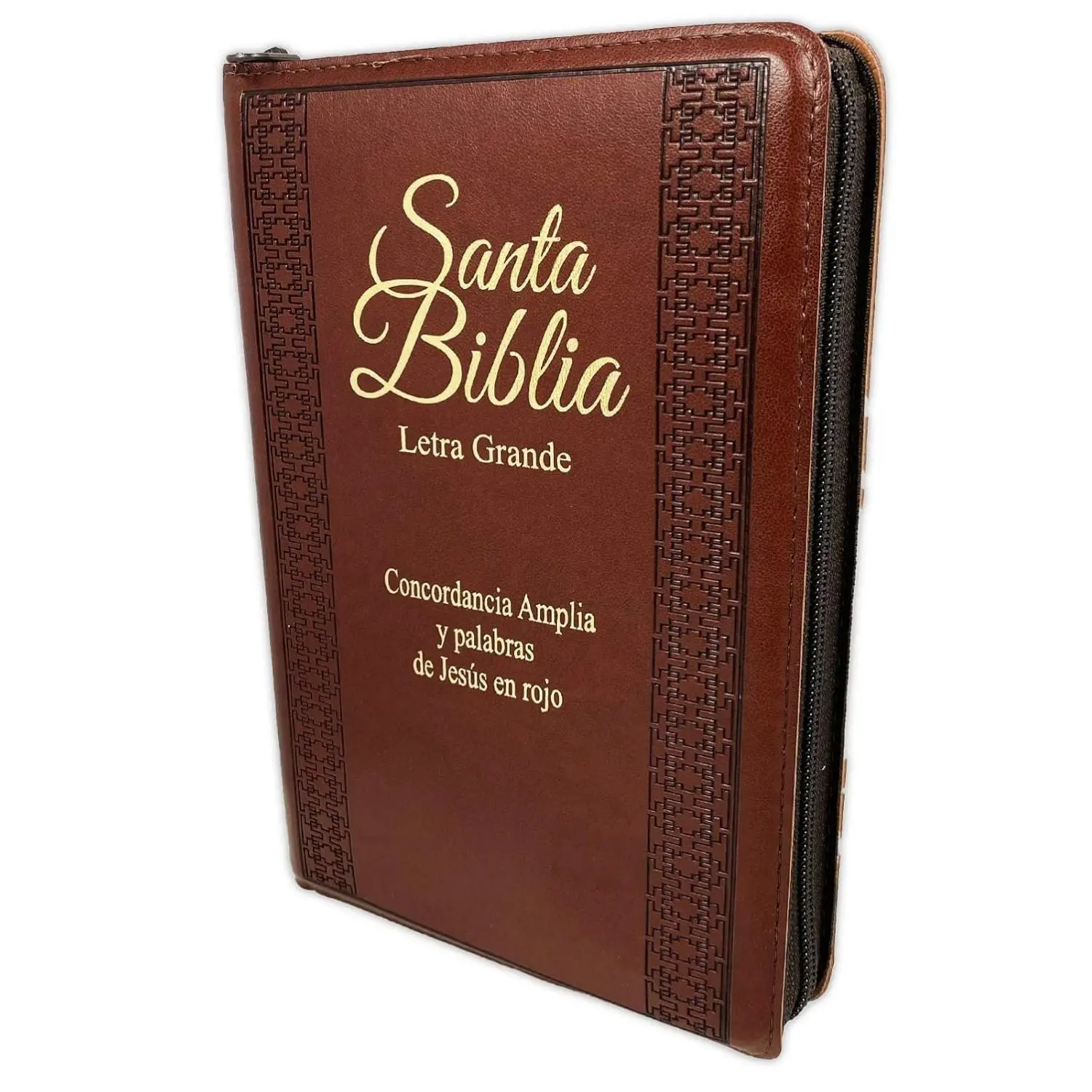 Biblia Letra Grande Tamaño Manual con Cierre Imitacion Piel Marron con Concordancia e Index Reina Valera 1960