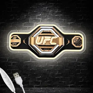 UFC Neon Sign LED Neon Light, Ultimate Fighting Sign Wall Hanging Neon, USB Powered Light Up Red Sign Perfect for UFC Championship Boxing Rooms Club Party Birthday Gift Fans Gift
