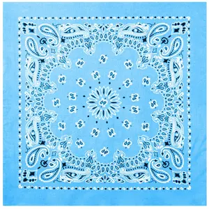 Light Blue - Jumbo Trainmen Paisley Bandana, 100% Cotton, 27" x 27"