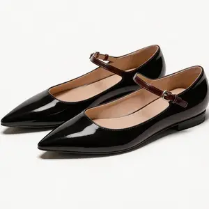 Coutgo Womens Mary Jane Flats Closed Pointed Toe Ballet Flats Ankle Strap Work Dress Shoes outdoorfun