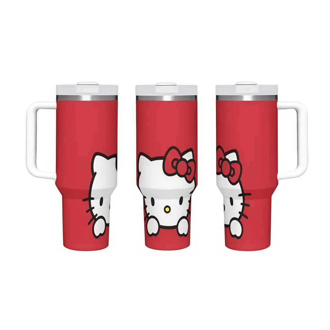 Sanrio Hello Kitty 40oz Red Insulated Cold Drink Tumbler, Portable Reusable Car Mug, Kawaii Home Supplies Drinkware for Women-Girls, Girls/Women, Stylish