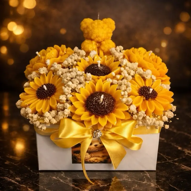 Artisanal Sunflower Candle Bouquet