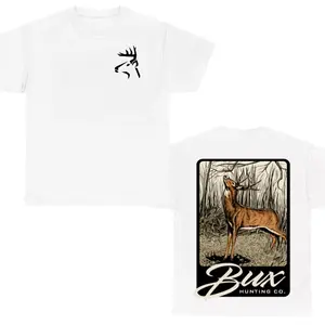 BUX Hunting Co Deer T-Shirt – Whitetail Buck Graphic Tee, Vintage Outdoor Hunting Shirt, Hunter Lifestyle Unisex Cotton Apparel Gift