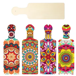 4PCS/Set 5D Round & Special-Shaped Drill Diamond Painting Wooden Cutting Board — DIY Kitchen Decor & Holiday Decoration