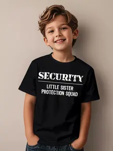1Security Little Sister Protection Squad Funny Big Brother Novelty Awesome Graphic Kid T-Shirt Fashion Kid T Shirts Trendy Cool Tops Tees for Kid