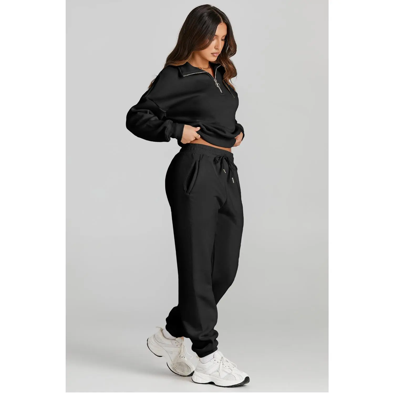 Quarter Zip Top And Drawstring Pants Active Set