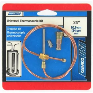 CAMCO 24 in. Universal Thermocouple Kit for Gas Appliances, Equipped with Safety Shut-Off Function, Includes Adapter Nuts