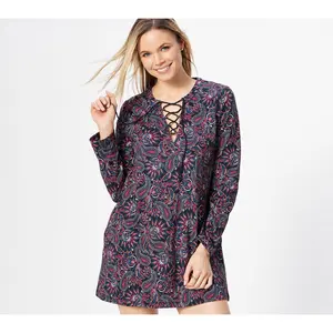 Lands' End Lace Up Tunic Shirtdress Cover-Up