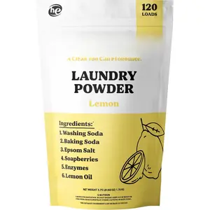 Laundry Detergent  Alternative | Earth-Derived Ingredients, , Safer for  , , and . Stain + Smell Fighting. HE Safe (Lemon, 120 Loads).