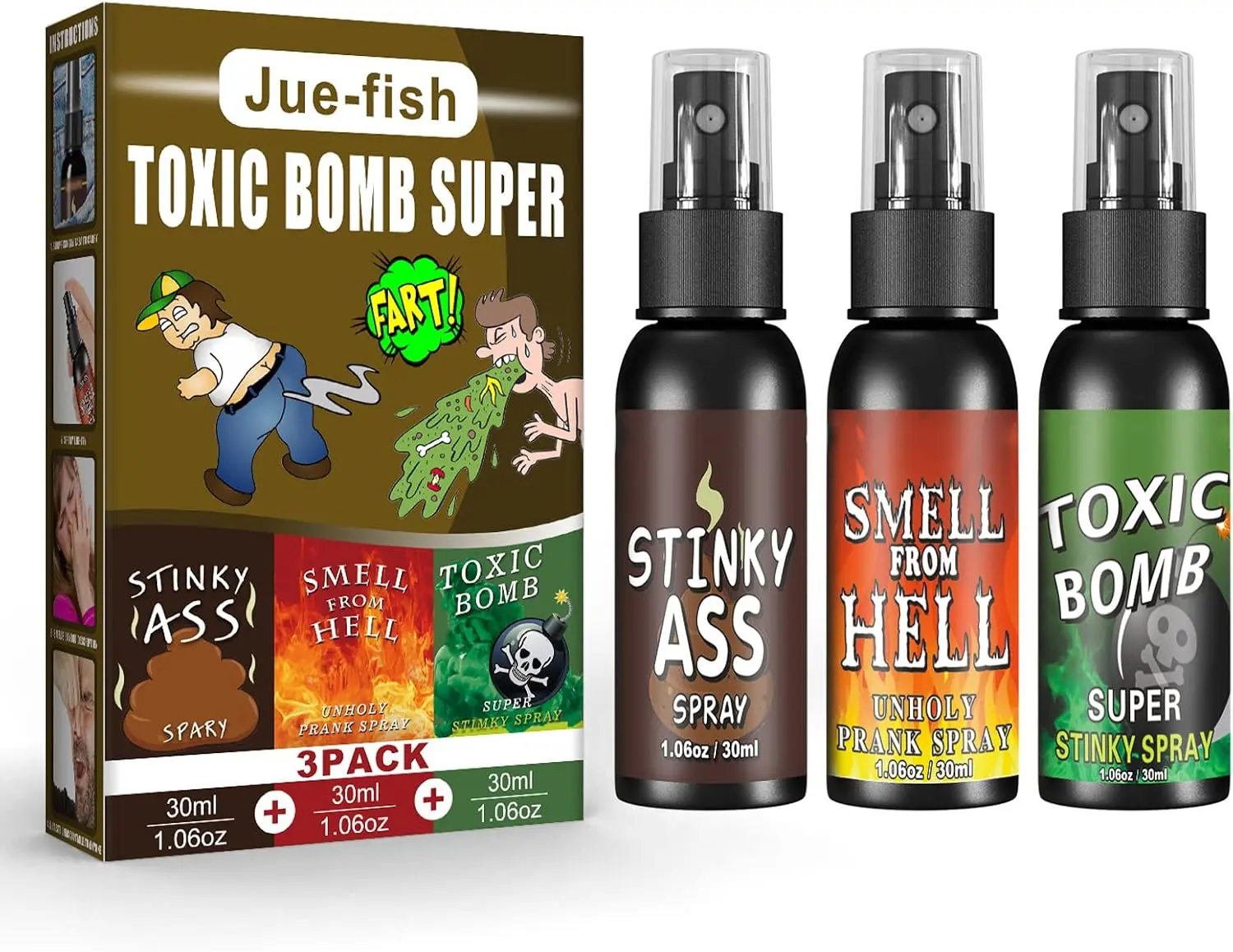 3P Fart Spray Extra Strong 30ml Potent Stink Spray Non Toxic Fart Bomb Prank Stuff Hilarious Gag Gifts for Adults or Kids