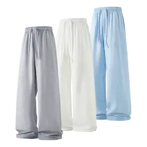 Men’s 3-piece summer lightweight retro casual pants set | Loose fit, drawstring tie, breathable yet structured—ideal for indoor gatherings and outdoor activities; minimalist design; 100% polyester; cool and comfortable men’s casual long pants