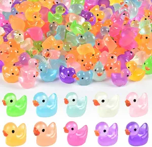 120Pcs Mini Resin Ducks Luminous Mini Ducks Glow in The Dark, Tiny Ducks to Hide, Little Ducks, Miniature Ducks for Garden Micro Landscape DIY Craft Accessories Ornament Charms Party Toys