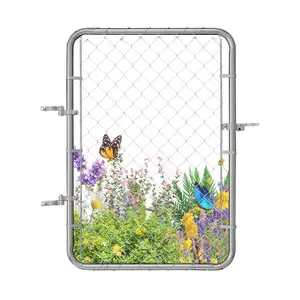 VEVOR Chain Link Fence Gate, 32x 46 in, Adjustable Chain Link Fence Panel, Fit 2-4 ft (W)x 4 ft (H) Garden Fence Gate Opening, Rust-Resistant Galvanized Fencing Gate for Farm Posts Not Included
