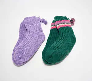 MUK LUKS Set of 2 Aloe Infused Waffle Knit Cabin Socks