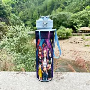 1pc 800ML Kpop Demon Hunter Water Cup, Cute Cartoon Design, Lightweight Plastic, Leak-Proof, Portable, Ideal for Sports, Gym, Travel, Water Bottles