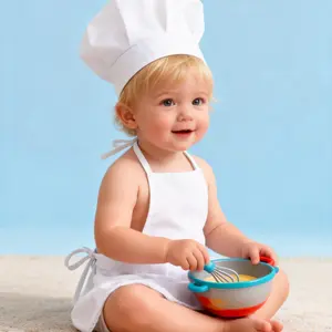 2pcs Children Chef Set, Kindergarten Baby Art Painting Apron, Newborn Photography Chef Costume, Model_xinghao Y018