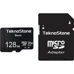 Basic 128GB Micro SDXC Memory Card with Adapter Up to 90MB/s Read Speed U1 V30 A1 Rated HD Video Support TF Card for Dashcams Security Cameras Tablets Phones (1 Pack)