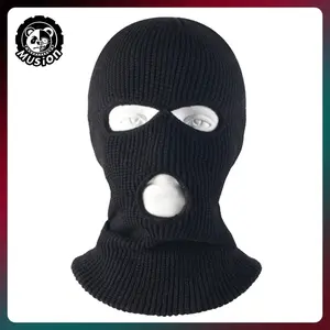 Musion Knitted Balaclava 3-Hole Ninja Riding Mask Windproof Face Mask, Windproof Warm Fashion Elastic Design, Suitable for Cycling Motorcycle Camping Role-Playing Outdoor Sports