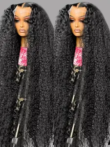 32 34 Inch Kinky Curly 13x4 Lace Frontal Human Hair Wigs 180% Density 13x6 HD Lace Front Wig Brazilian Water Wave Frontal Wigs for Women Full and Thick Mega Long Hair