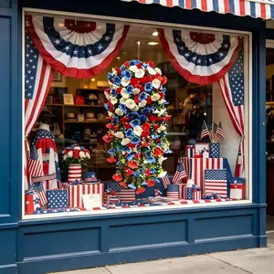 10-Piece Patriotic Artificial Flowers Set, Blue Outdoor Decor, Fade-Resistant Plastic, Perfect for Flower Arrangements and Independence Day Celebrations