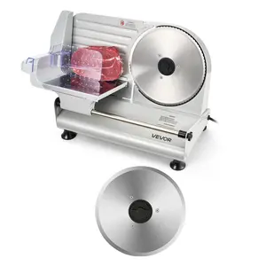 VEVOR Meat Slicer, 8.6" Electric Deli Slicer with 2 SUS420 Blades & 0-0.6" Adjustable Thickness, Dual Security Lock, 200W Home Food-Slicer for Frozen Meat, Ham, Baguett, Steak, ETL Approved