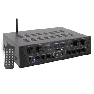 500W 4-Channel Bluetooth Amplifier - Wireless Streaming, USB/SD/AUX | Portable Remote Control Home Stereo Receiver with Microphone Support - Home & Office Audio System