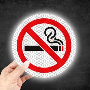 No Smoking Warning Reflective Sticker, Waterproof Self-adhesive Decal, Easy To Stick Durable Self-adhesive Decals for Car Body Windows Walls Glass, Vinyl Decal Sticker
