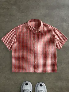 Men's Loose-Fitting British Style Plaid Short Sleeve Shirt, Casual Streetwear Top, Perfect Gift for Him Classic