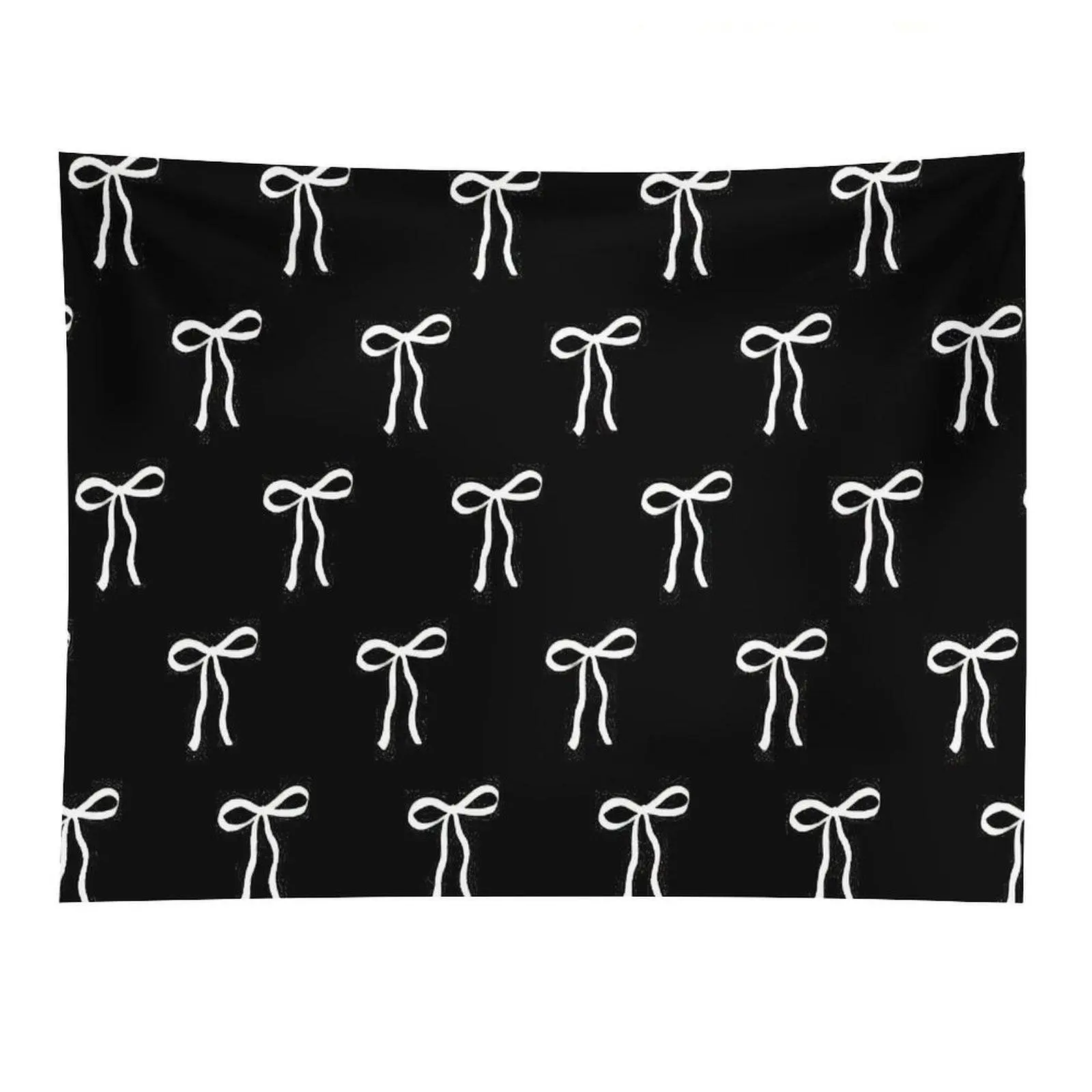 Black White Bow Pattern Tapestry Coquette Ribbon Wall Hanging Decor