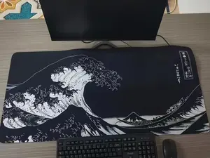 Kanagawa Great Wave Japanese-Style Wave Design Extra-Large Gaming Desk Mat - Rubber Base, Ultra-Smooth Surface, Precise Tracking, Suitable for PC, Laptop, Mouse Pa