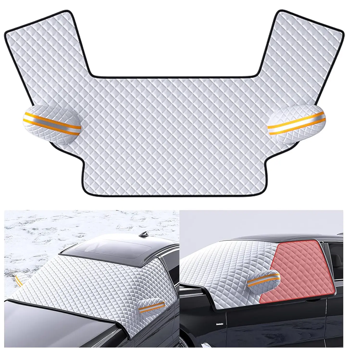 Car Front Windscreen Covers ,Windshield Sun Shade Cover with 8 Magnetic Edges - Side Window Protector for Cars, SUVs, RVs, Vans and Trucks (109'' x 69'')