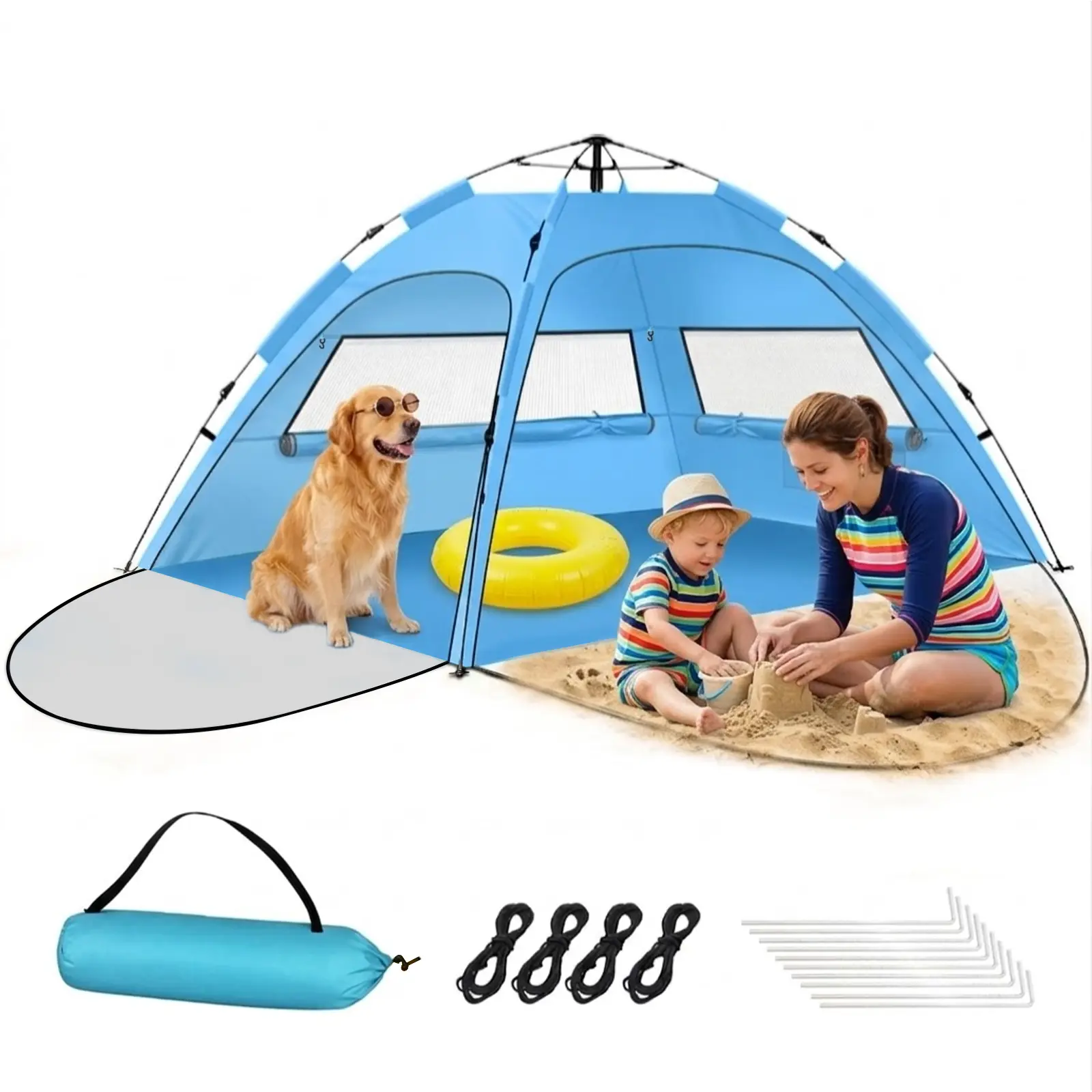Automatic Pop Up Beach Tent Instant Setup UV Protection Sun Shelter Portable Foldable Beach Canopy for Family Outdoor Camping