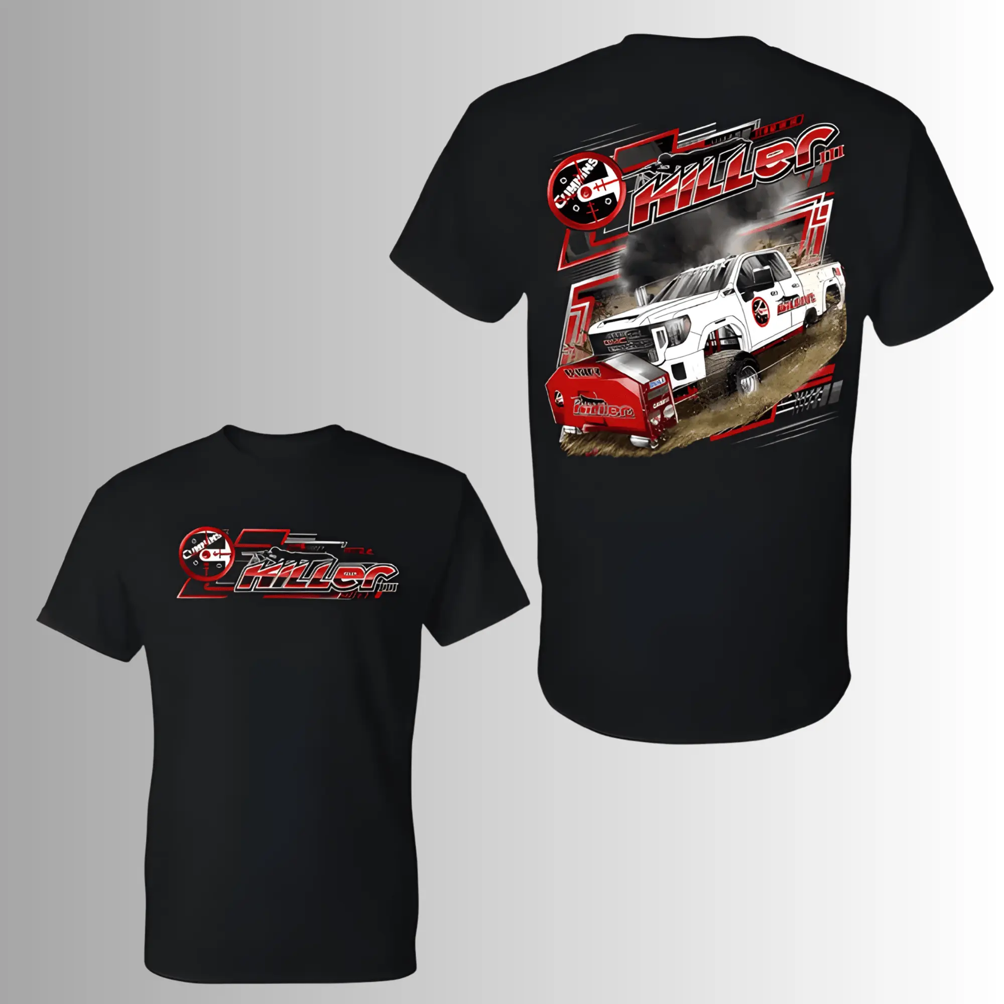 Killer Cummins Diesel Truck Pulling T-Shirt, 2 Sides, Rolling Coal Heavy Duty Graphic Tee