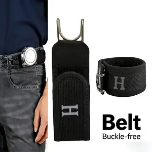 XBJ Tactical Metal Hook Stretch Belt, Buckle-Free Invisible Adjustable Hook-and-Loop Waist Belt, Unisex Quick-Wear Belt for Jeans, Cargo Pants & Slacks, Ideal for Sports, Work & Travel