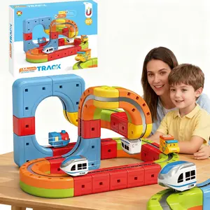 32-Piece Magnetic Track Advanced Edition Anti-Gravity Electric Train Strong Magnetic Adhesion Prevents Derailment Multi-Shape Track Construction Hands-On Educational Toy for Children Ages 3-8