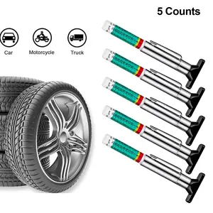 DUFIKKI 5 Counts 25mm Car Tire Tread Depth Gauge Color Coded, Universal Car Tire Tread Depth Meter Reads in MM and 32nds, Quickly Identifies Tread on Tires