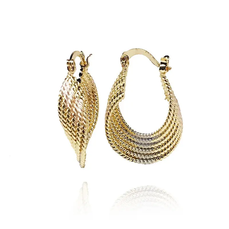 Tri-Color Twisted Hoop Earrings, 18-Carat Real Gold-Plated, Layered Design with Layered Elegance, Style #46, Large Hoop Earrings, Gold Jewelry Earrings