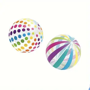 2-piece set of polka dot beach balls, inflatable PVC water play balls, colorful striped balls, outdoor pool polka dot balls, pool and beach party decoration, inflatable balls, outdoor activity toy balls, water play toys
