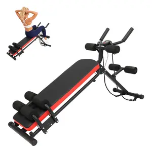 2-in-1 Adjustable Ab Bench with LCD Display Foldable Sit-Up Workout Machine 330 lbs Capacity Red 1.77-inch Foam Pad Steel Frame