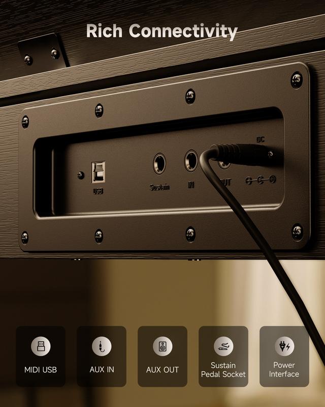 onner OURA S100 Home Digital Piano with 88 Key Graded Hammer Weighted Keyboard for Beginner, Boasts Bluetooth, 3 Original MIDI Demos, Local Off Function, 2 * 10 W, USB-MIDI, Piano Three Pedal, Black