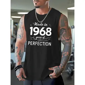 Vintage 1968 Perfect Large Men's Sleeveless Sports Vest Breathable Quickdry Basketball Fitness Street Style Plus Size