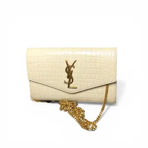 Pre-owned Yves Saint Laurent 7.5” Clutches & Wristlets Saint Laurent (YSL ) Flap Bag Cream