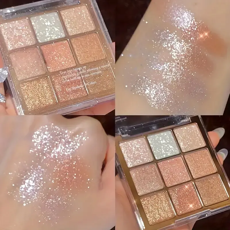 Shimmer Eyeshadow Palette, Highly Pigmented Palette, High Pigment Blendable Eye Shadow Powder, Long-Lasting Shiny Makeup, Eyeshadow Glossy Makeup, Perfect Summer Look, Glitter Eyeshadows, Cosmetic Eyeshadow