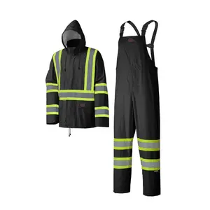 Hi Vis Lightweight Waterproof Safety Rain Suit - Work Rain Gear for Men and