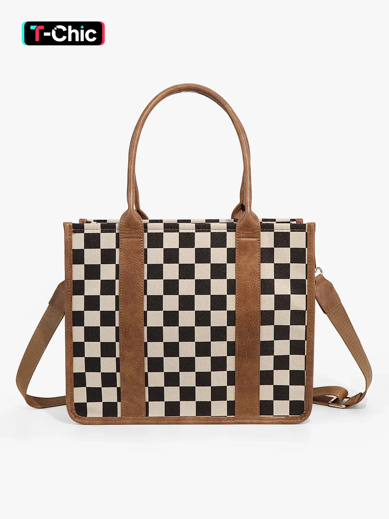 Large Women'S Casual Plaid Checkered Crossbody Shoulder Bag with Adjustable Detachable Strap, Checkered Bags, Large Capacity Tote Bag, Parties, Handbag Shoulder Bag