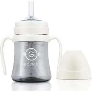 Spill no Spill Sippy Cup with Straw with Handle for Baby and Toddlers, Customizable, PPSU, BPA Free 6 oz (White)