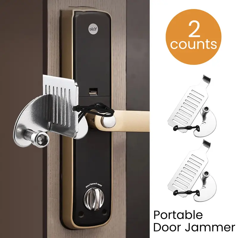 2 Counts Universal Quick-Install Portable Door Lock – Compact Childproof Design for Instant Door Protection Anywhere
